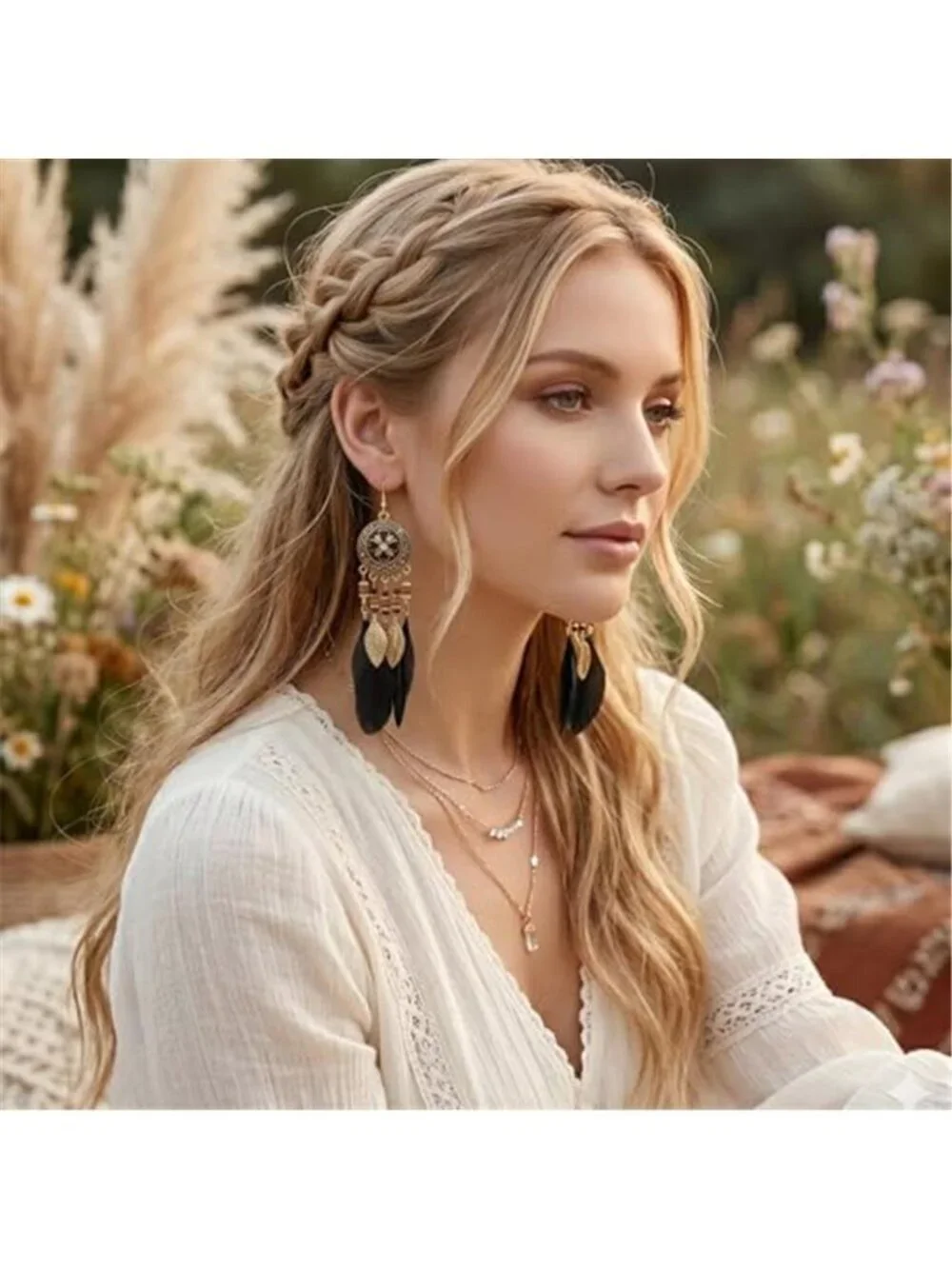 Lightweight Bohemian Feather Dangle Earrings
